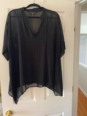 Eileen Fisher Sheer Black Silk Top and camisole